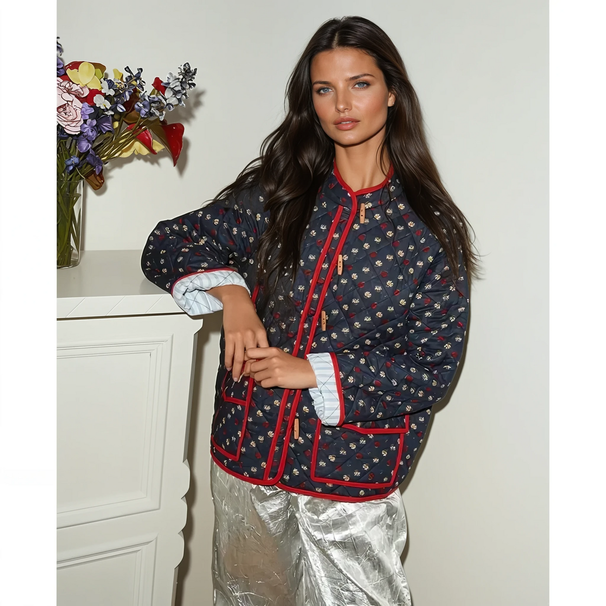 AMY'S Floran Print Patchwork Jacket