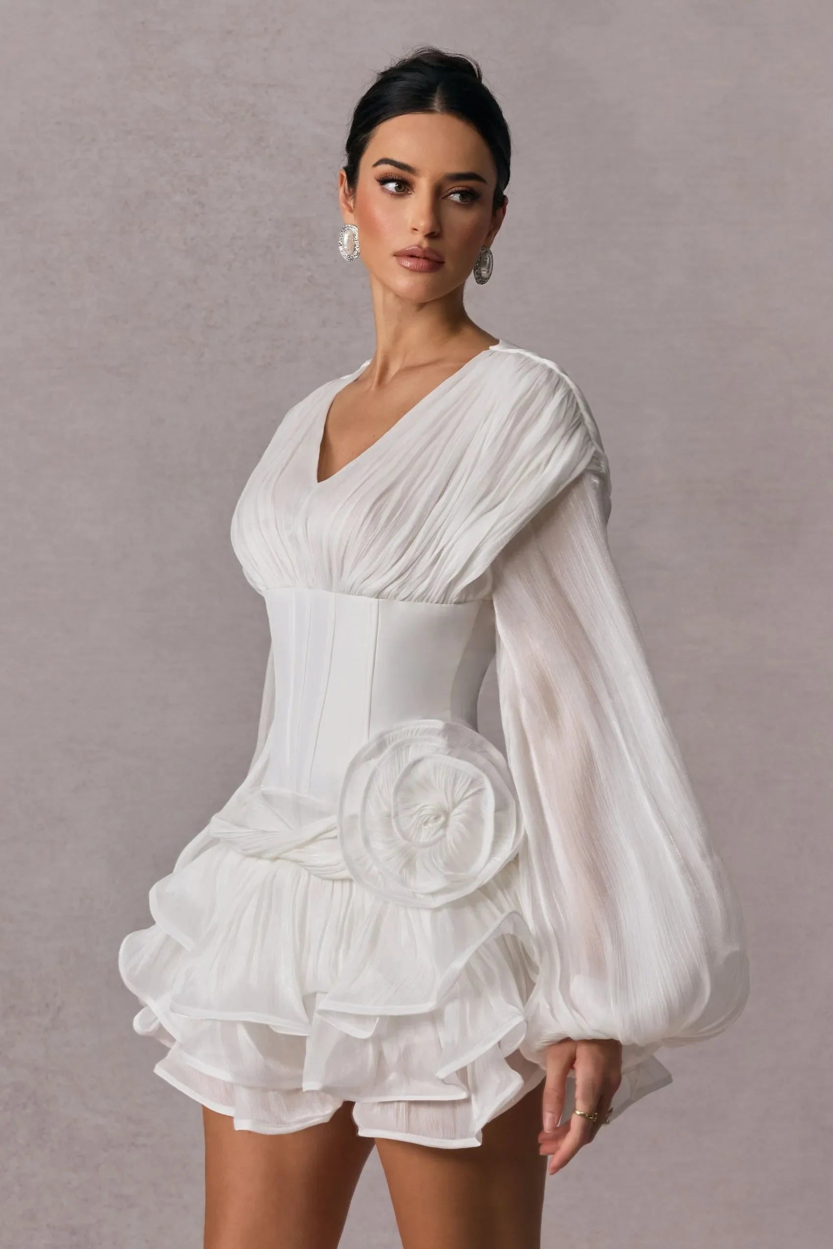 ÉLODIE Floral Appliqué Mini Dress