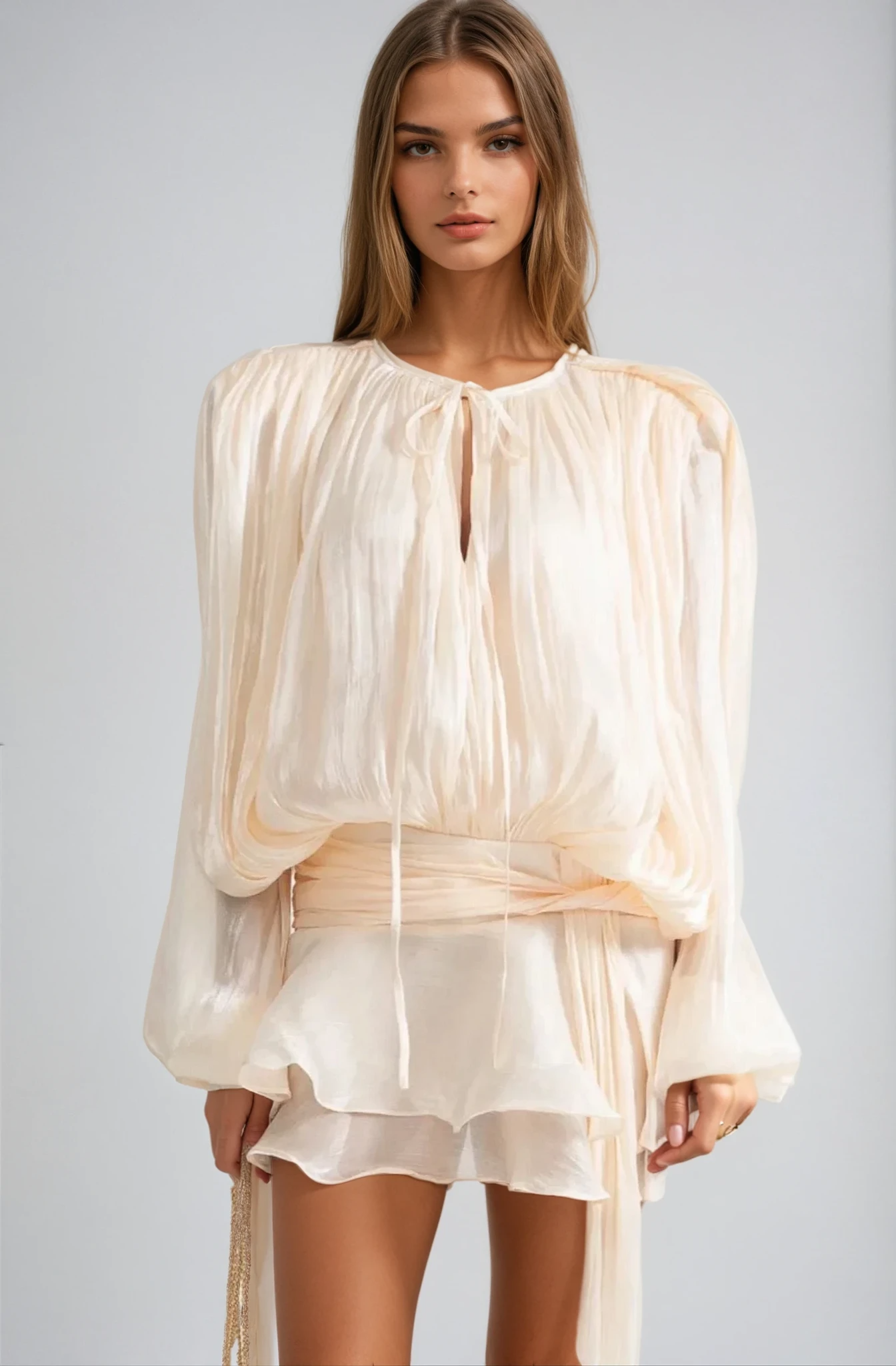 LIVIA Pleated Mesh Dress