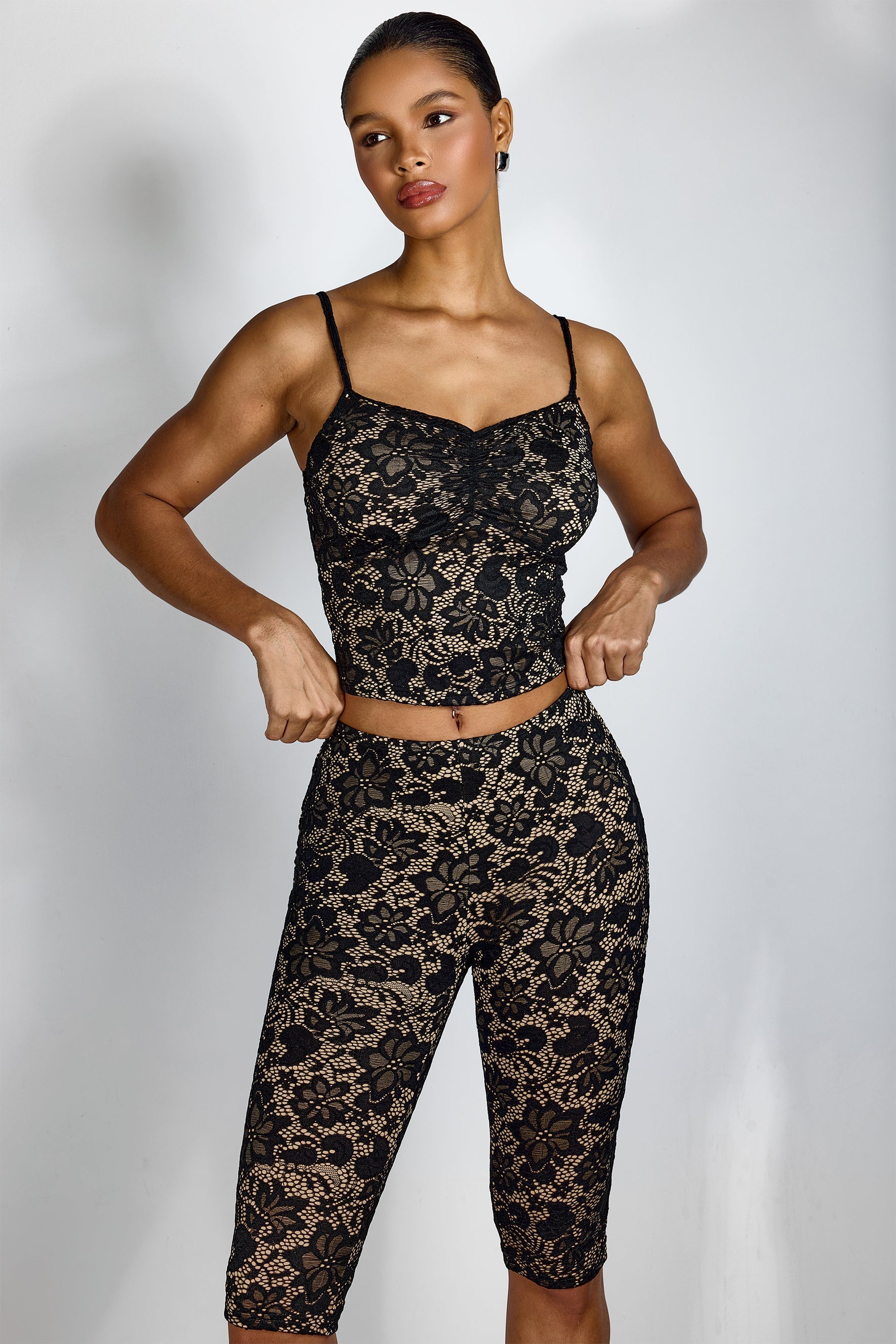 ELOVINE Lace Crop Top & Capri Set