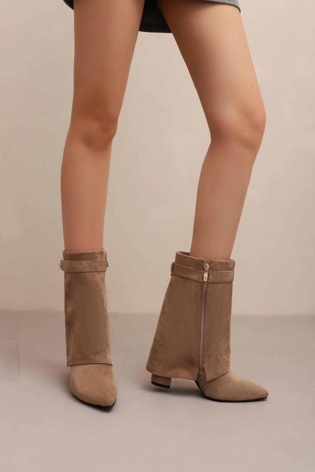 ORLINA Short Suede Boots Khaki