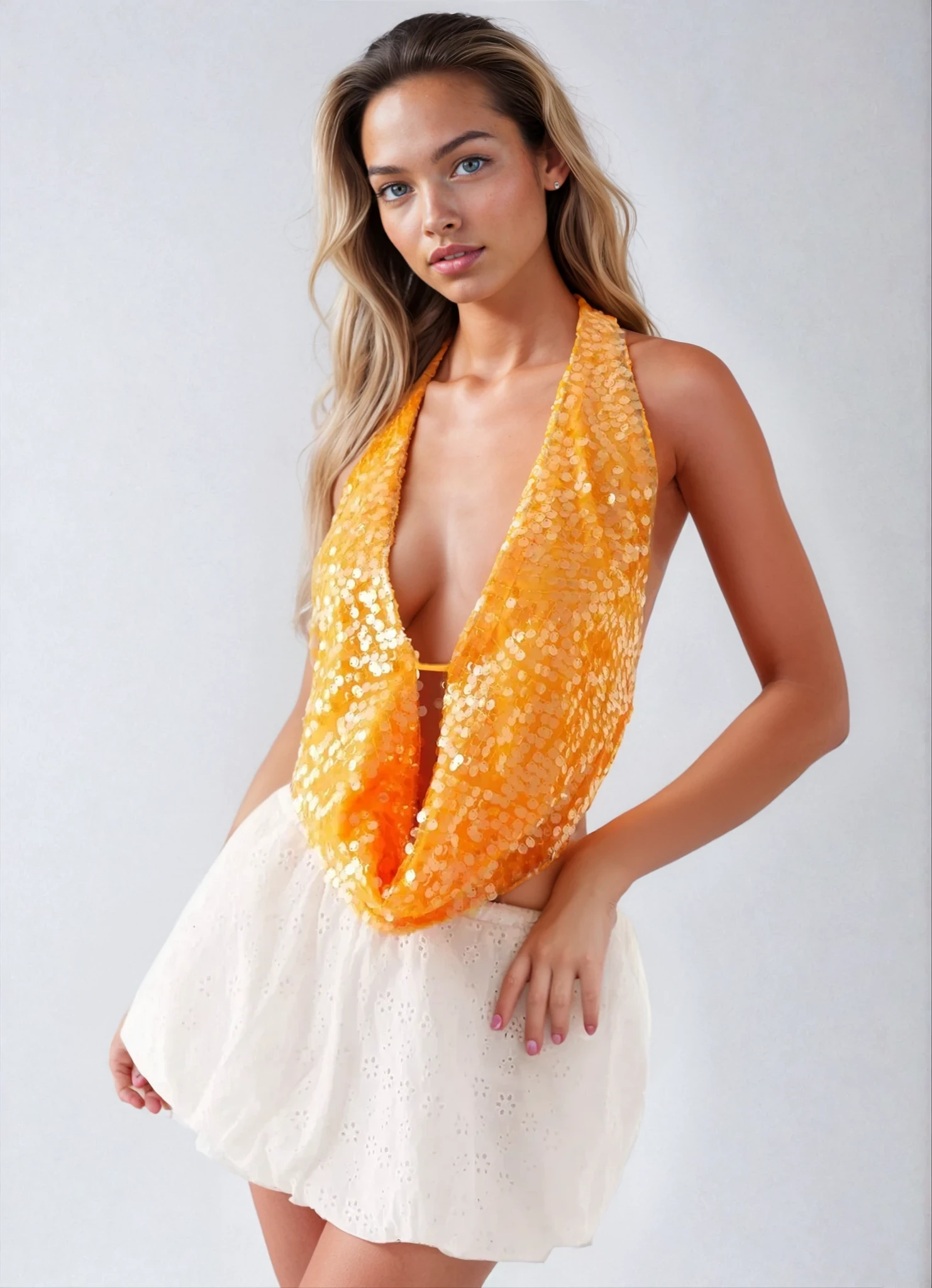 LUNA Orange Cowl Top