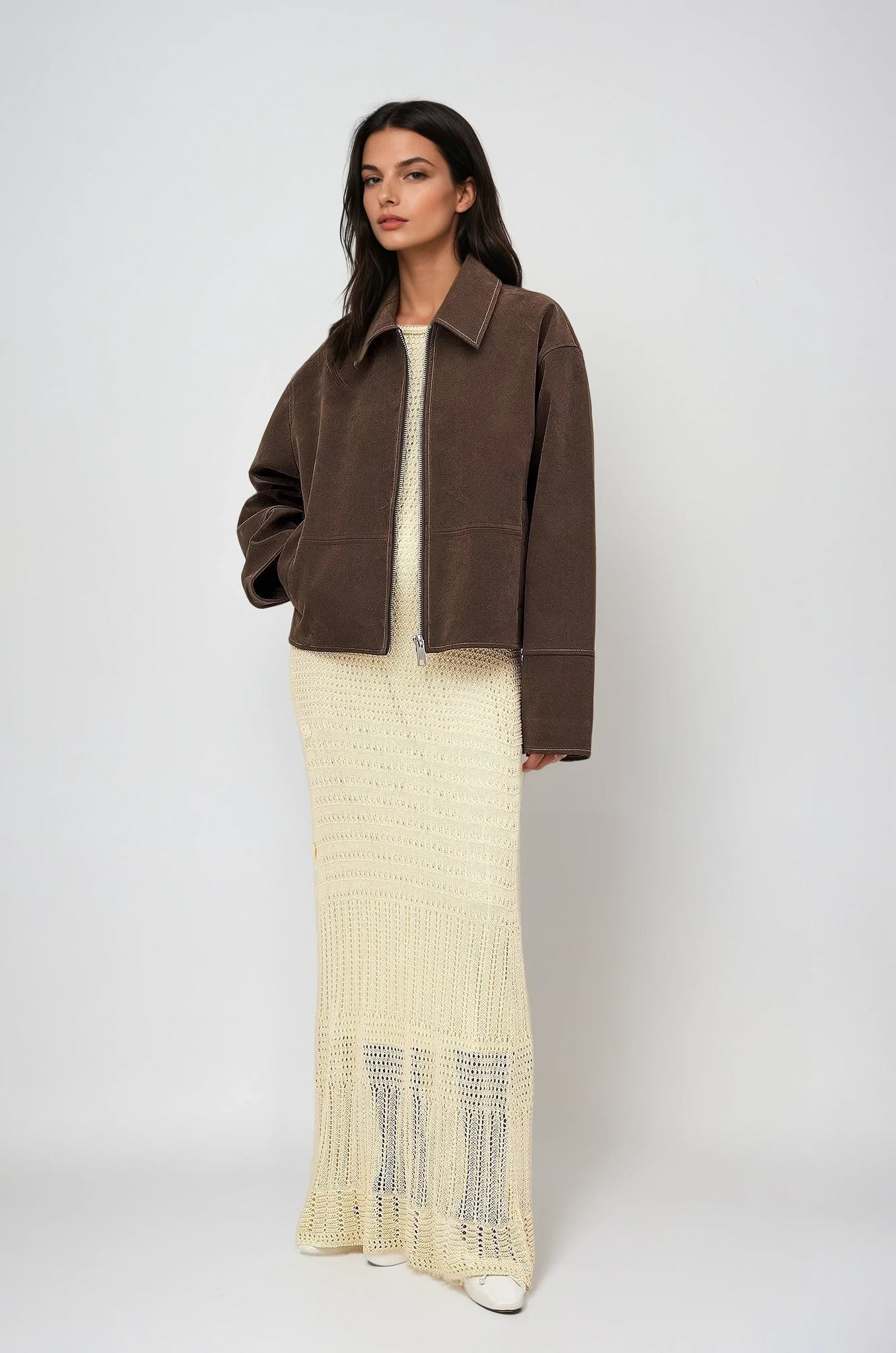 VALIRA Faux Suede Zip Jacket